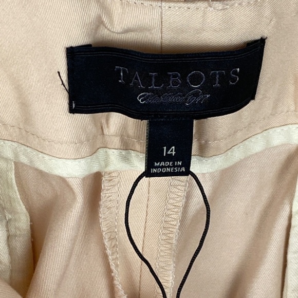 Talbots women Sz 14 straight high rise flat front cotton Pants Trousers Crop NWT - Picture 5 of 9